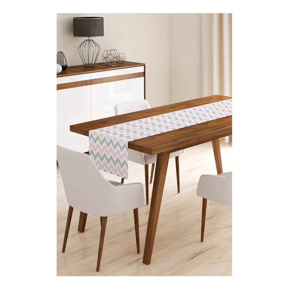 E-shop Behúň na stôl z mikrovlákna Minimalist Cushion Covers Pinky Grey Stripes, 45 x 140 cm
