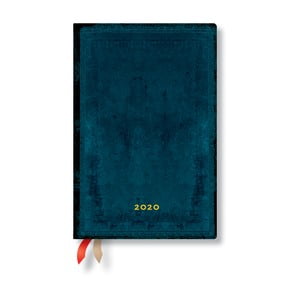 Modrý diár na rok 2020 v tvrdej väzbe Paperblanks Calypso, 368 strán