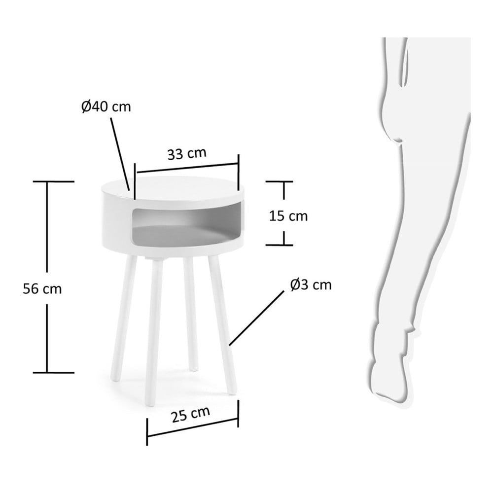 Obrázok Biely odkladací stolík s úložným priestorom La Forma Bruk, priemer 40 cm