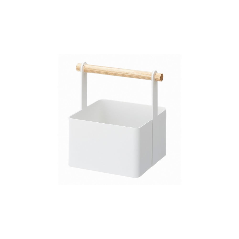 E-shop Biely multifunkčný box s detailom z bukového dreva YAMAZAKI Tosca Tool Box, dĺžka 16 cm