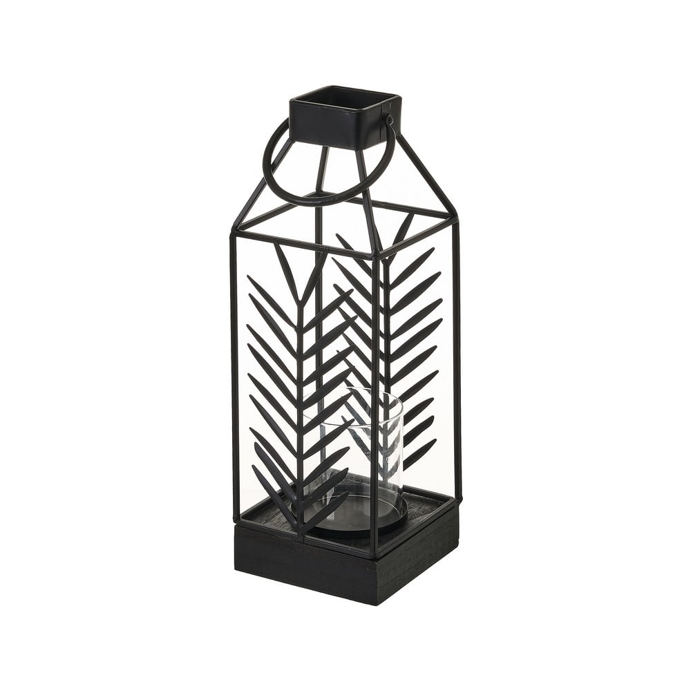 E-shop Čierny kovový lampáš Casa Selección, výška 40,5 cm