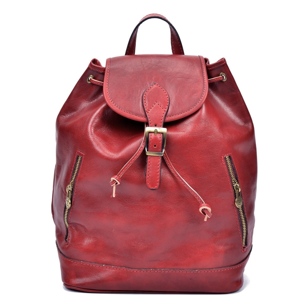 E-shop Červený kožený batoh Sofia Cardoni Cindy