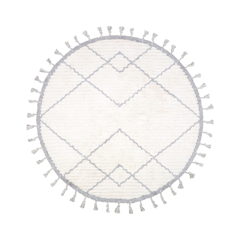 E-shop Bielo-sivý bavlnený ručne vyrobený koberec Nattiot Come, ø 120 cm