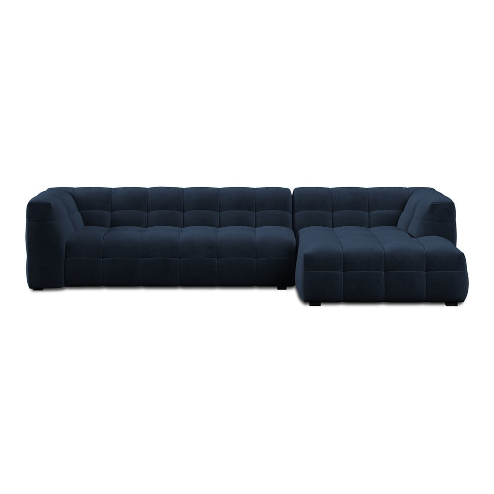 E-shop Modrá zamatová rohová pohovka Windsor & Co Sofas Vesta, pravý roh