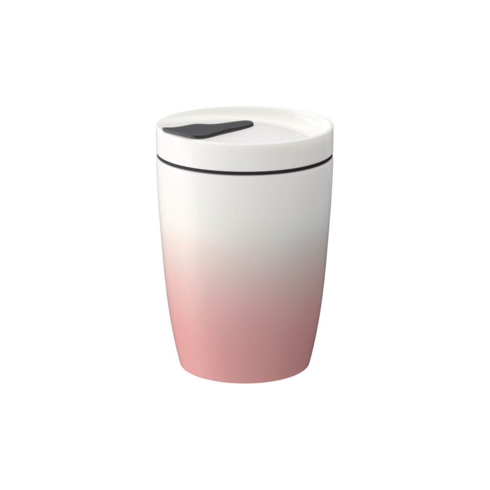 E-shop Ružovo-biely porcelánový termohrnček Villeroy & Boch Like To Go, 290 ml