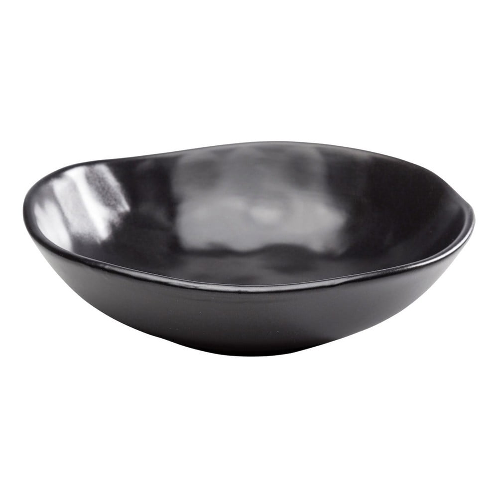 E-shop Čierny hlboký tanier z kameniny Kare Design Organic Black, ⌀ 22 cm