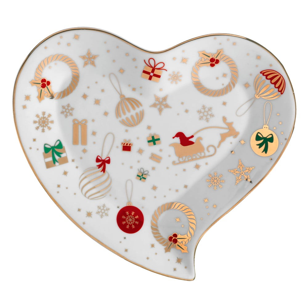E-shop Porcelánový servírovací tanier v tvare srdca Brandani Alleluia, dĺžka 20 cm