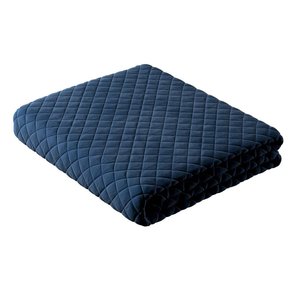 E-shop Modrá prešívaná posteľná prikrývka na dvojlôžko 170x210 cm Posh Velvet - Yellow Tipi