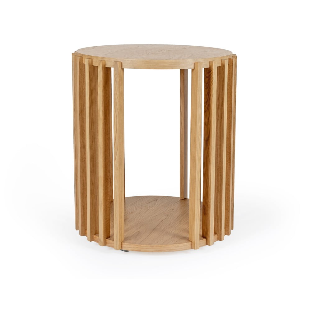 Odkladací stolík z dubového dreva Woodman Drum, ø 53 cm