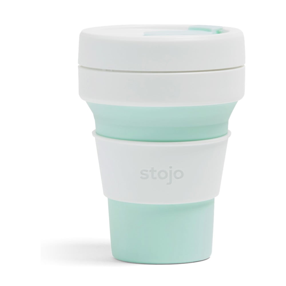 E-shop Bielo-zelený skladací cestovný hrnček Stojo Pocket Cup Mint, 355 ml