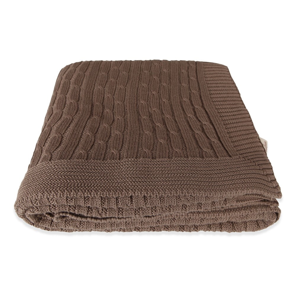 E-shop Hnedá bavlnená deka Homemania Decor Softy, 130 x 170 cm