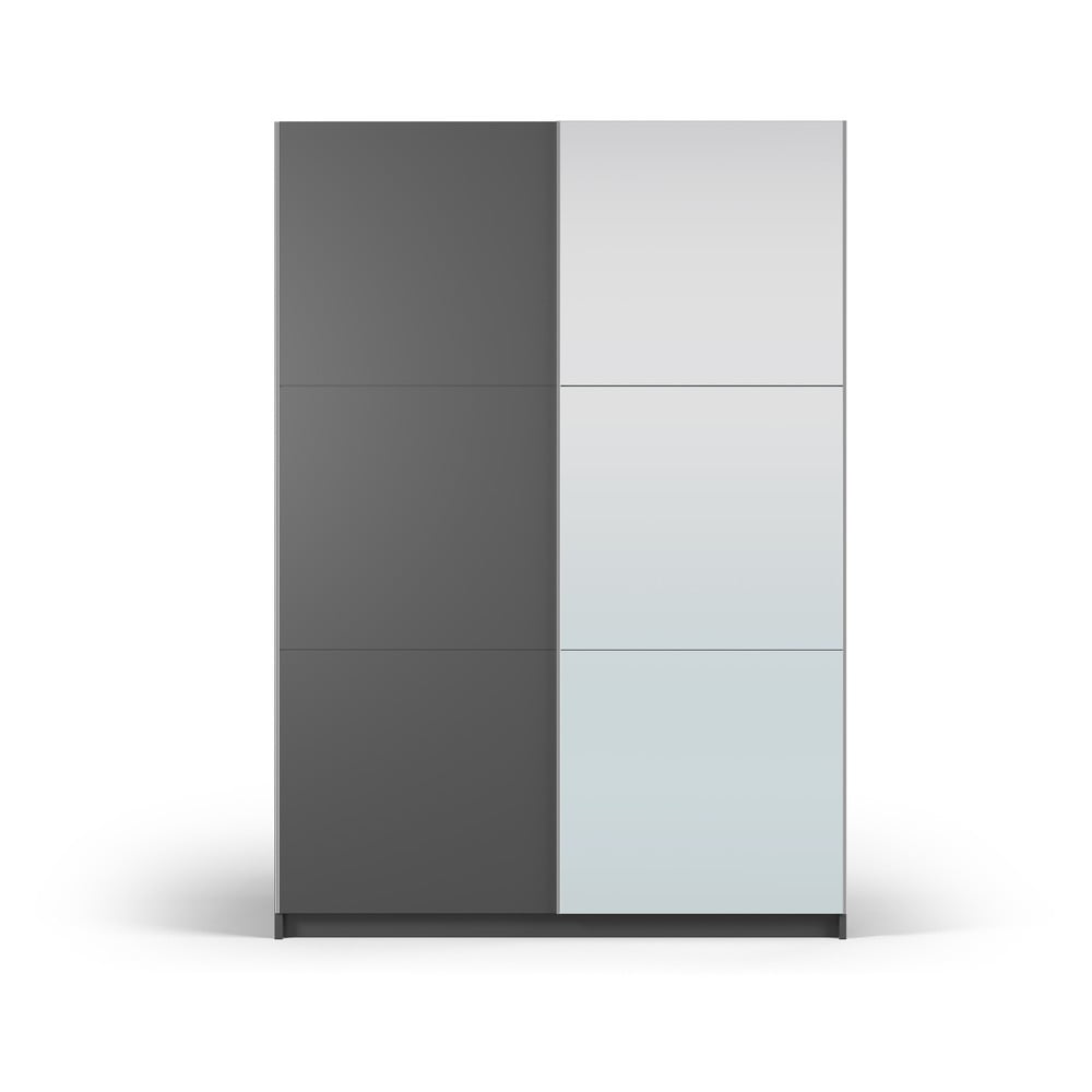 E-shop Tmavosivá šatníková skriňa so zrkadlom a s posuvnými dverami 151x215 cm Lisburn - Cosmopolitan Design