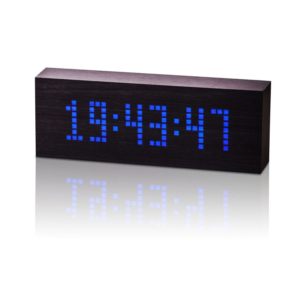 E-shop Čierny budík s modrým LED displejom Gingko Message Click Clock