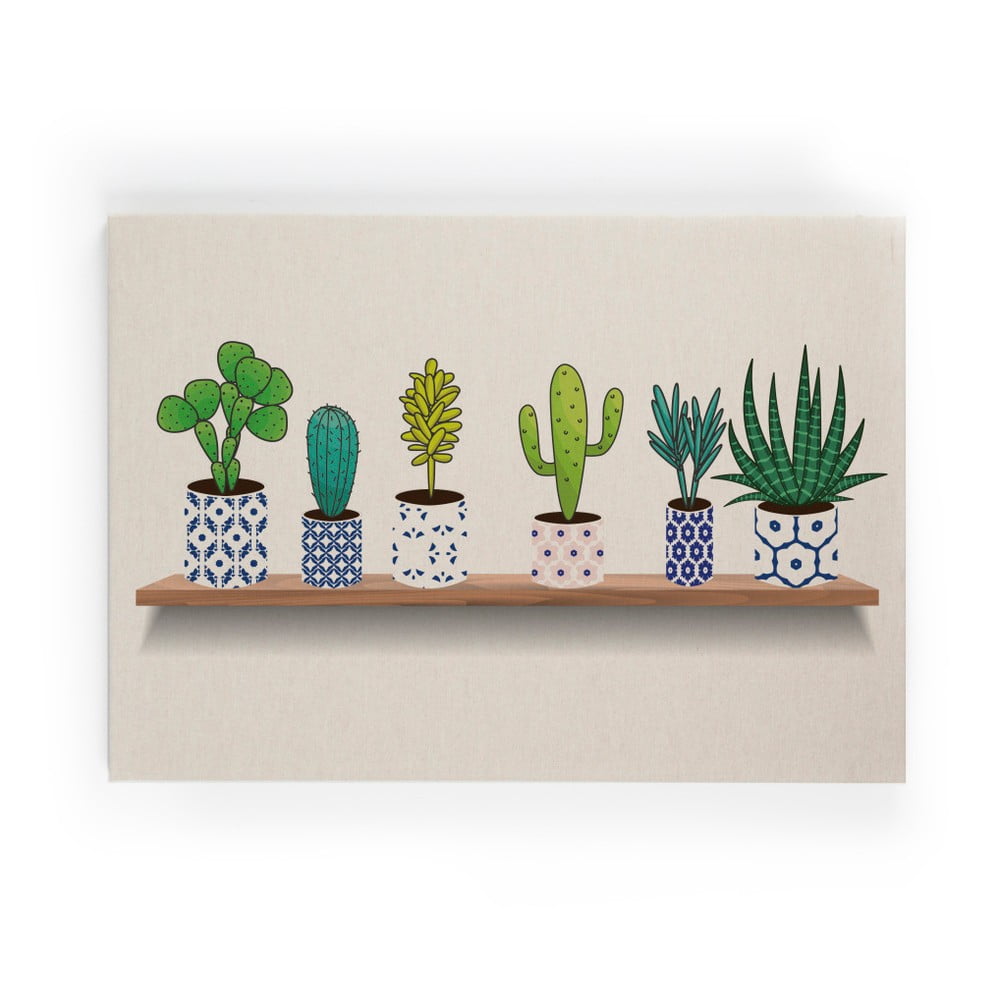 Obrázok Obraz na plátne Really Nice Things Lino Cactus Shelve, 50 × 70 cm