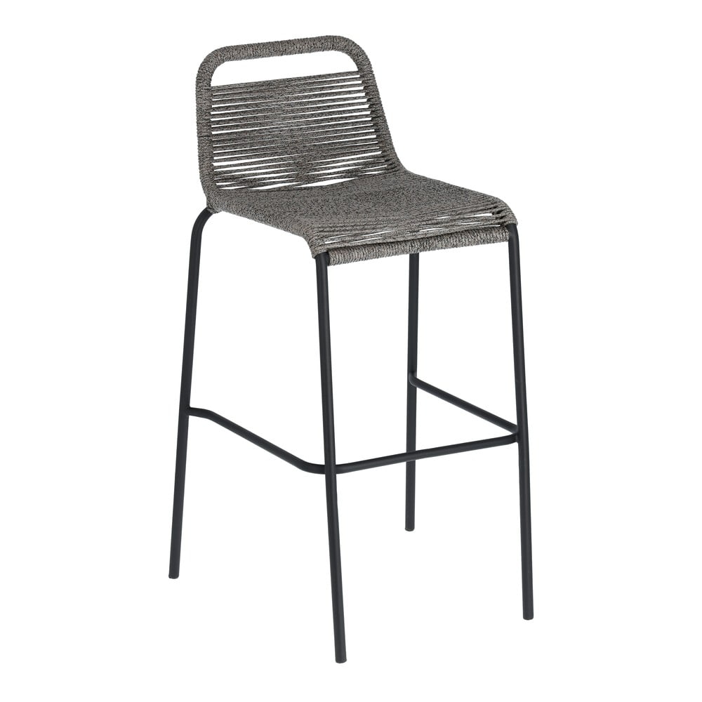 E-shop Sivá barová stolička s oceľovou konštrukciou Kave Home Glenville, výška 74 cm