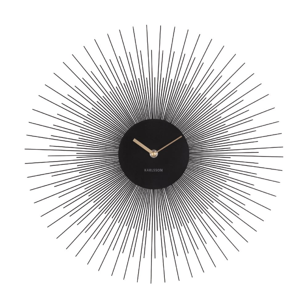 E-shop Čierne nástenné hodiny Karlsson Peony, ø 45 cm