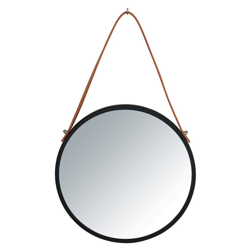 E-shop Čierne závesné zrkadlo Wenko Borrone, ø 30 cm