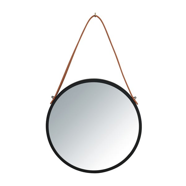 Čierne závesné zrkadlo Wenko Borrone, ø 30 cm