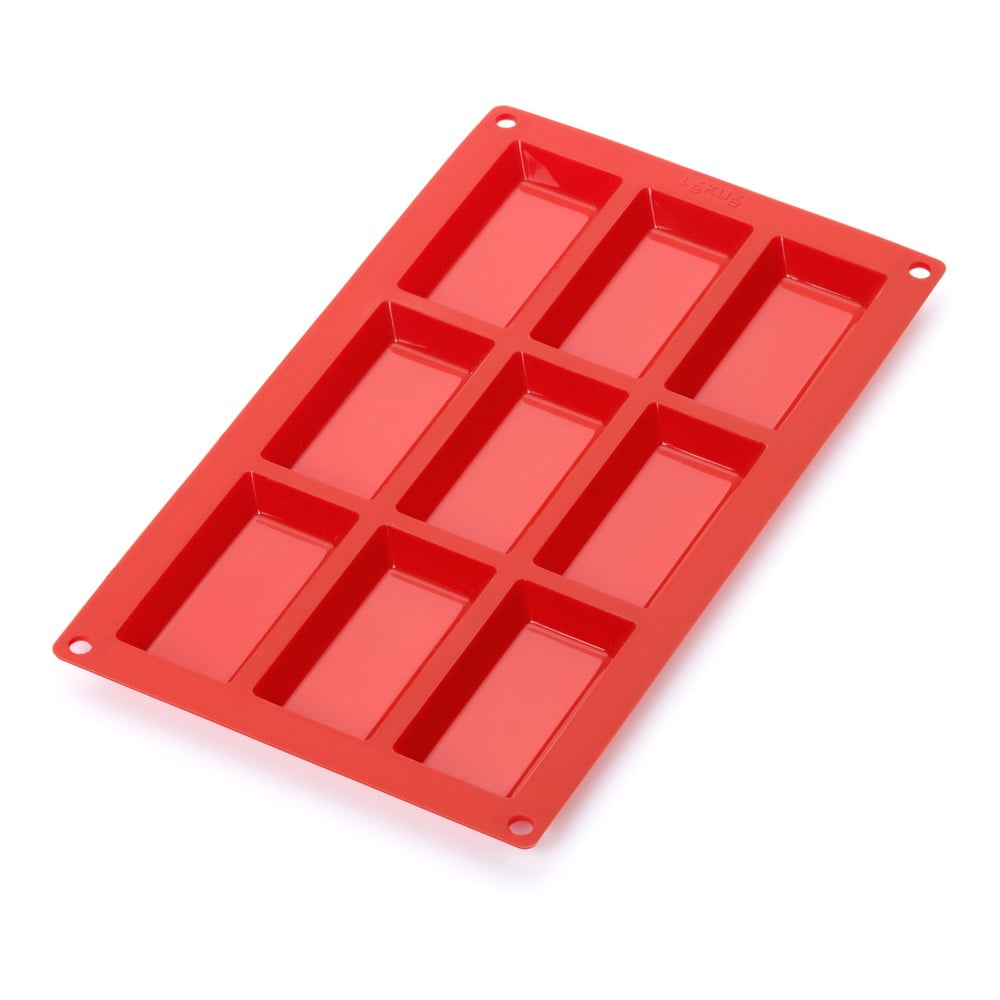E-shop Červená silikónová forma na 9 mini dezertov Lékué
