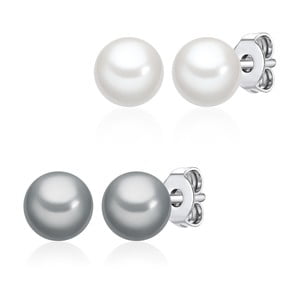 Sada 2 párov náušníc s bielou a svetlosivou perlou Perldesse Muschel, ⌀ 0 6 cm