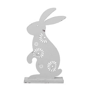 Biela kovová dekorácia zajíčka Ego Dekor, výška 24 cm