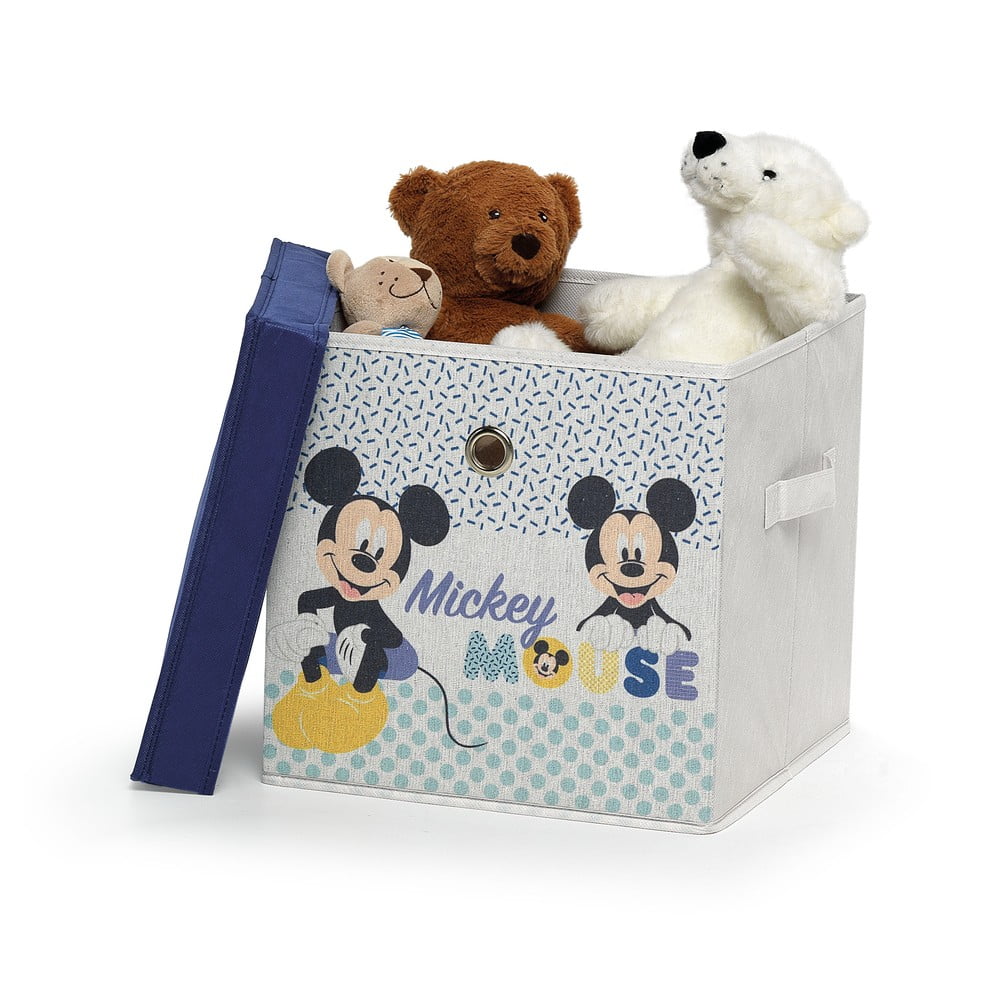 E-shop Detský textilný úložný box s víkem Domopak Disney Mickey, 30 x 30 x 30 cm