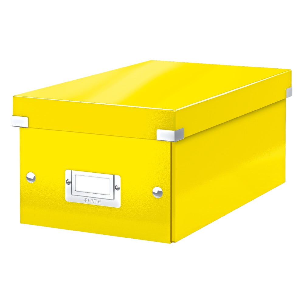 Žltá úložná škatuľa s vekom Leitz DVD Disc, dĺžka 35 cm
