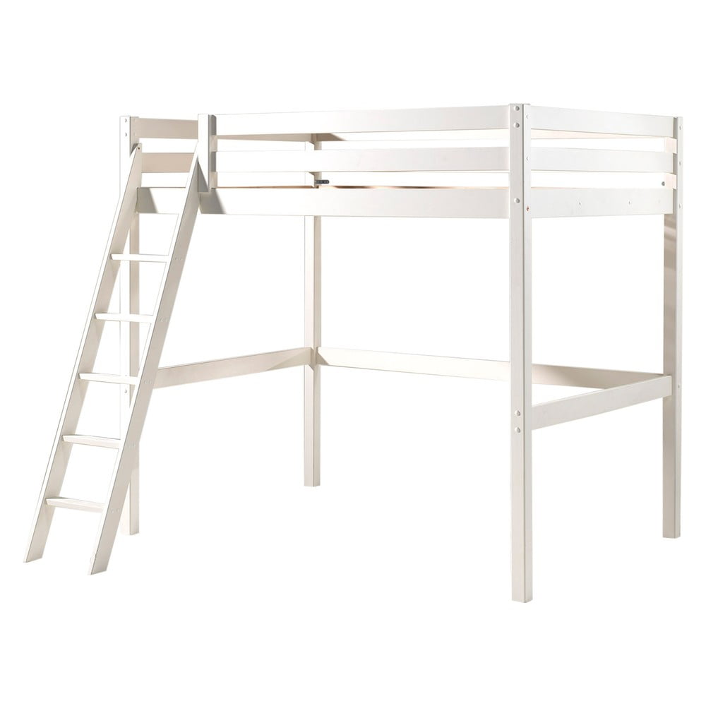 Biela detská posteľ s rebríkom Vipack Pino, 140 × 200 cm