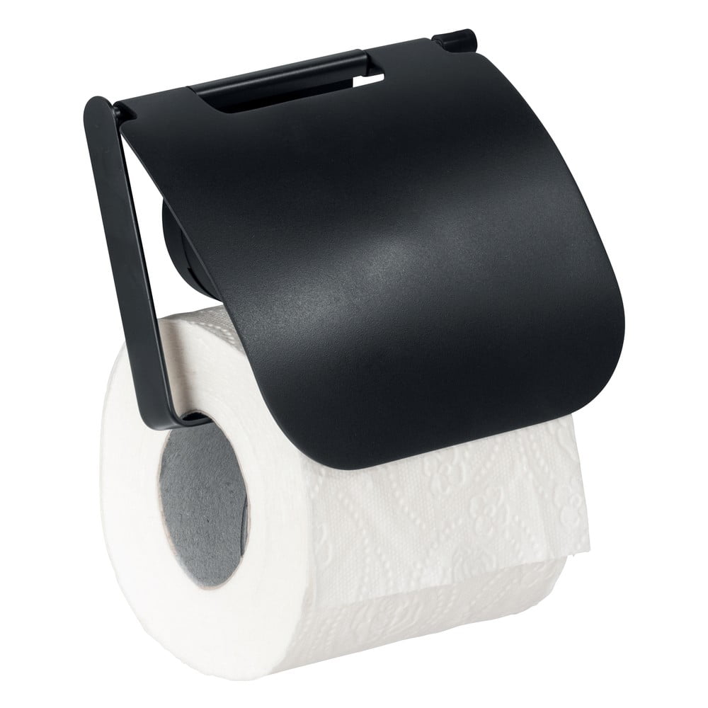 E-shop Čierny nástenný držiak na toaletný papier Wenko Static-Loc® Plus