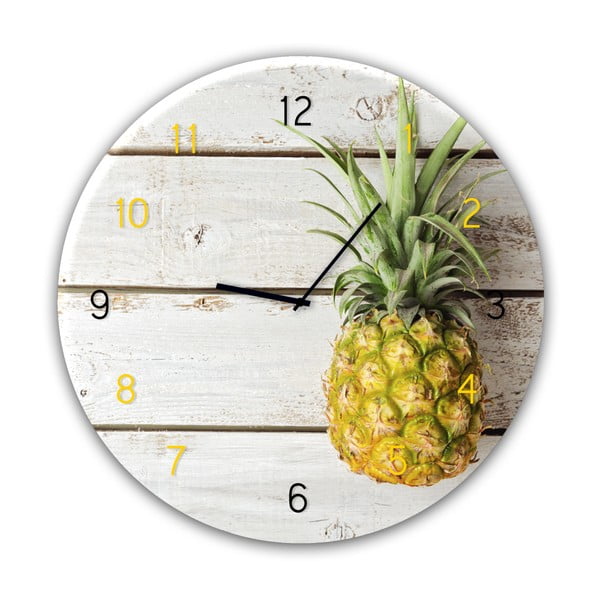Nástenné hodiny Styler Glassclock Pineapple, ⌀ 30 cm