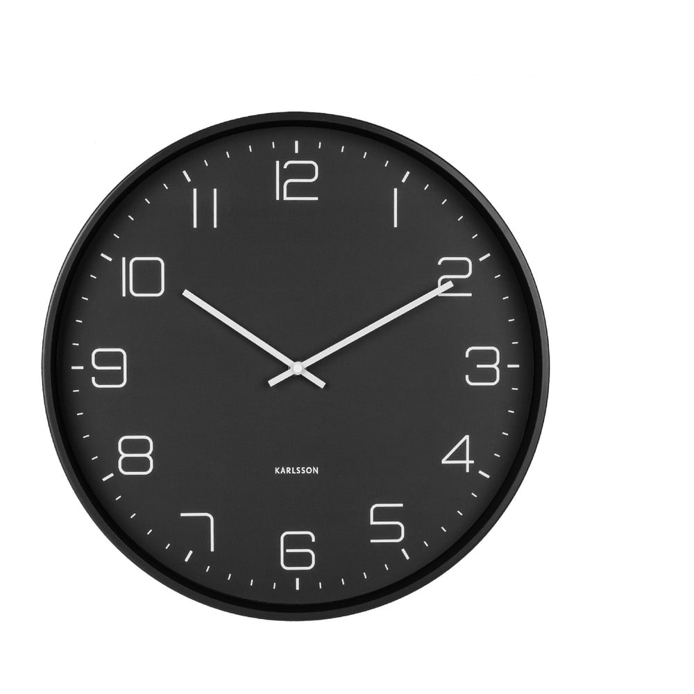 E-shop Čierne nástenné hodiny Karlsson Lofty, ø 40 cm