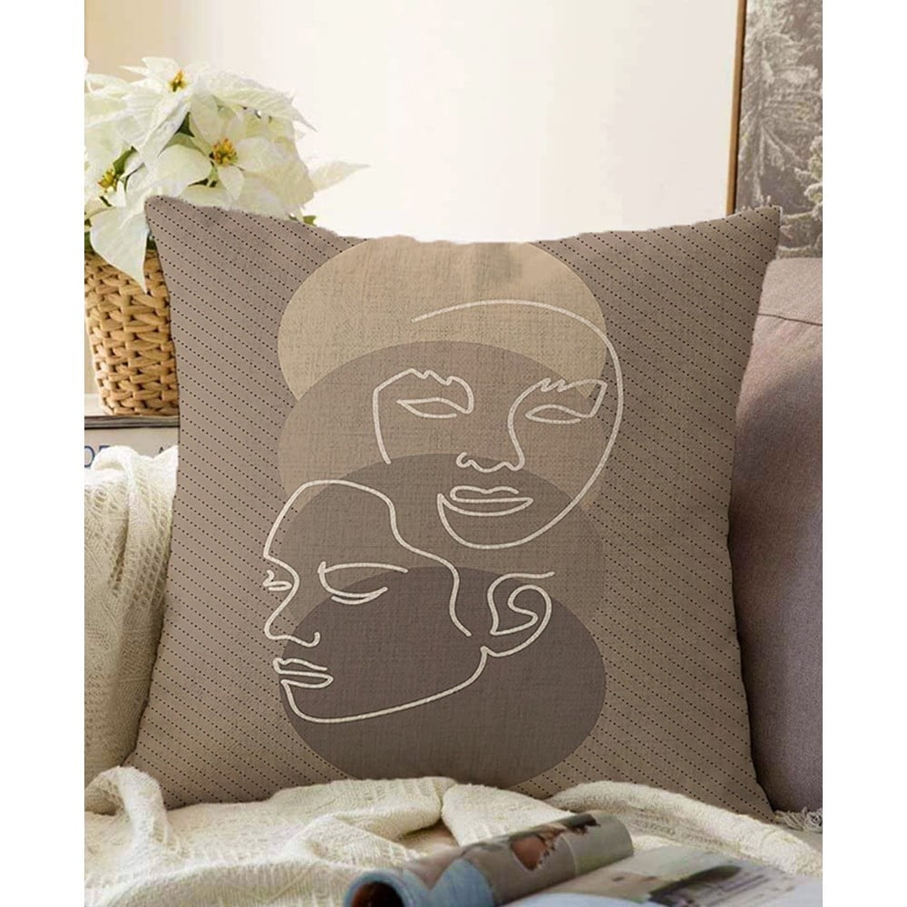 E-shop Hnedá obliečka na vankúš s prímesou bavlny Minimalist Cushion Covers Chenille, 55 x 55 cm