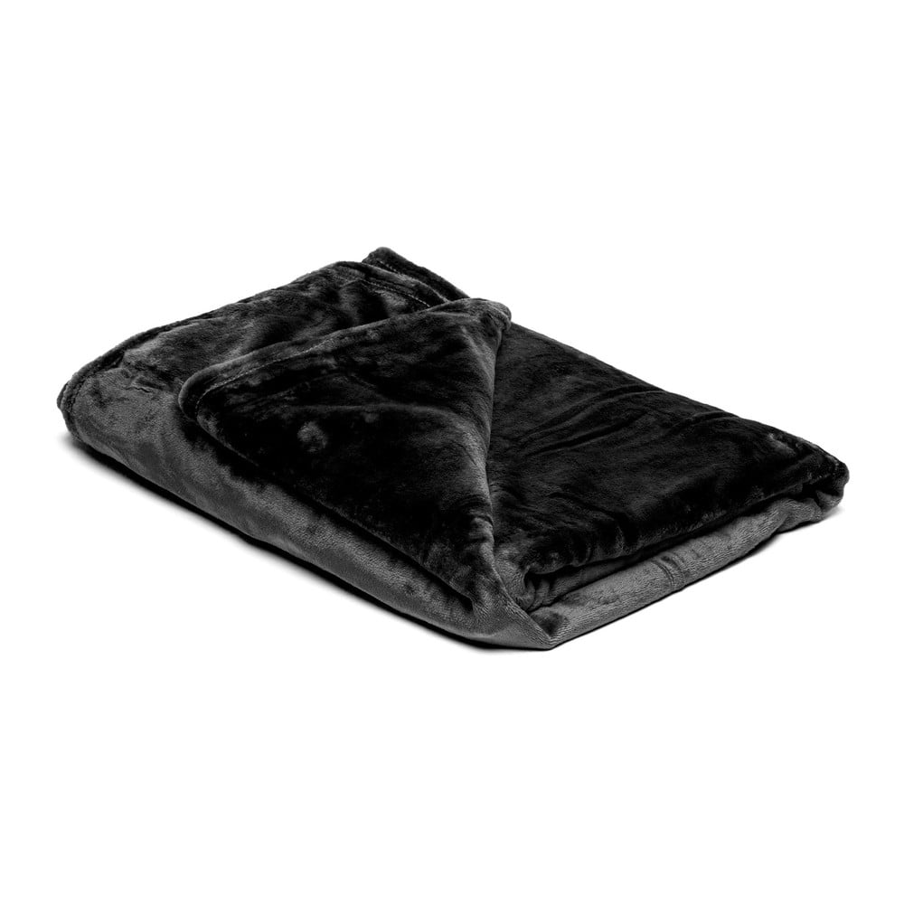 E-shop Čierna mikroplyšová deka My House, 150 × 200 cm