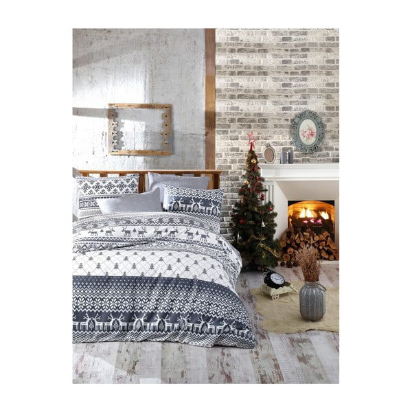 Vianočné bavlnené obliečky na dvojlôžko s plachtou Nazenin Home Alesia, 200 × 220 cm