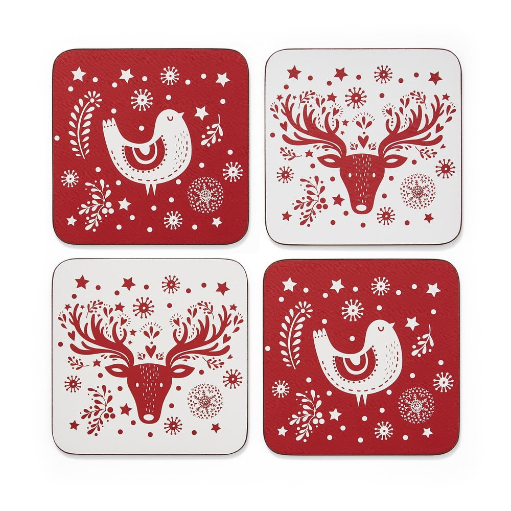 E-shop Súprava 4 vianočných tácok Cooksmart ® A Nordic Christmas, 10 x 10 cm