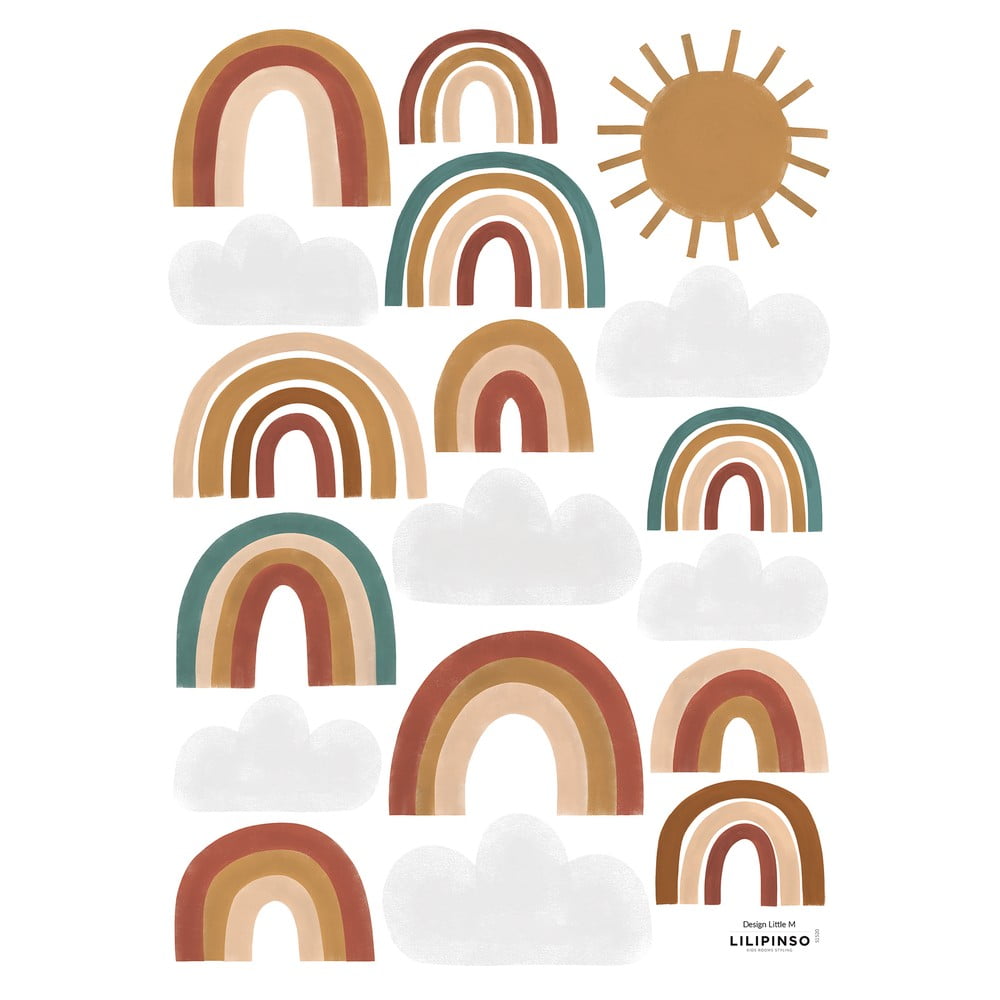 Hárok samolepiek 30x42 cm Cute Rainbows – Lilipinso