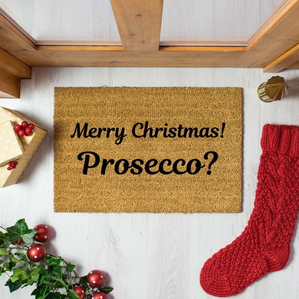 Obrázok Čierna rohožka z prírodného kokosového vlákna Artsy Doormats Merry Prosecco, 40 x 60 cm