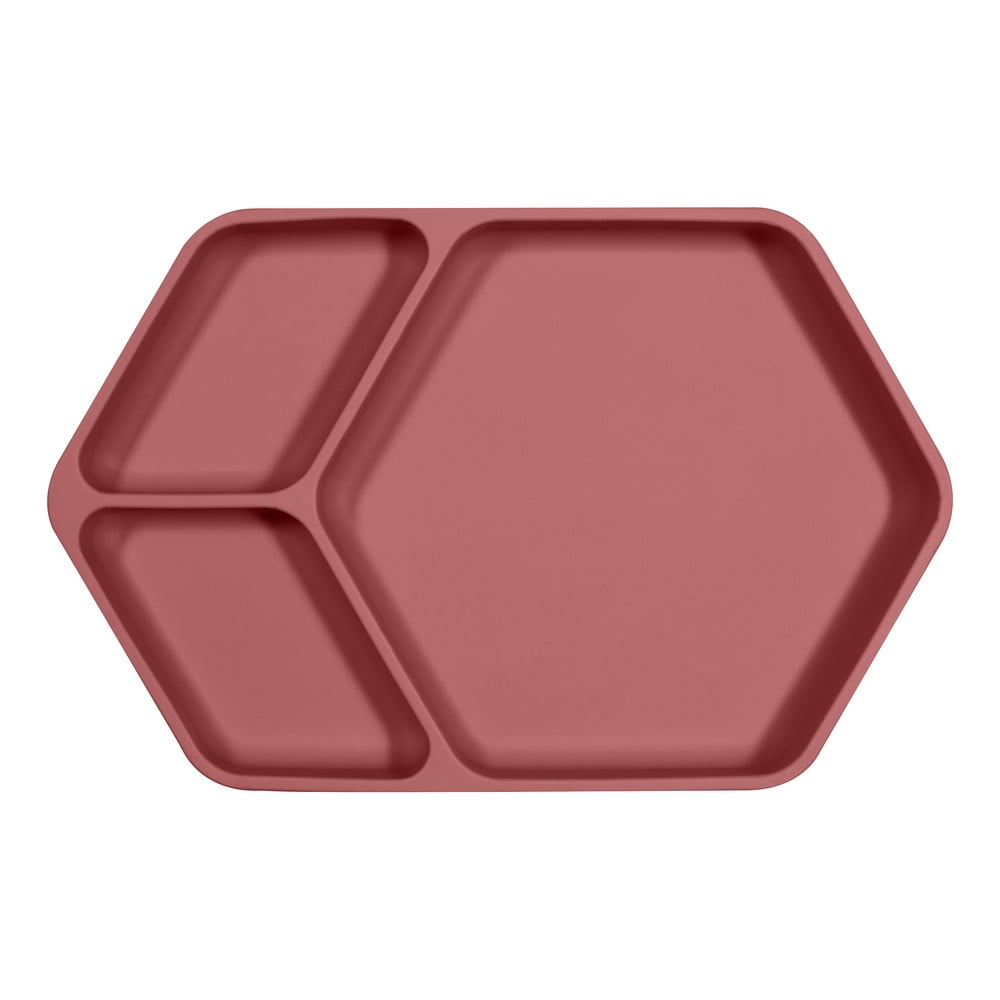 E-shop Červený silikónový detský tanier Kindsgut Squared, 25 x 16 cm