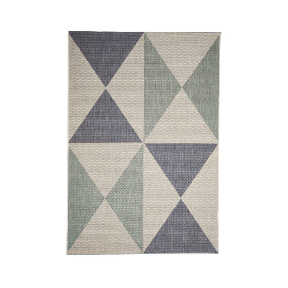 E-shop Béžovo-modrý vonkajší koberec Floorita Geo, 135 × 190 cm