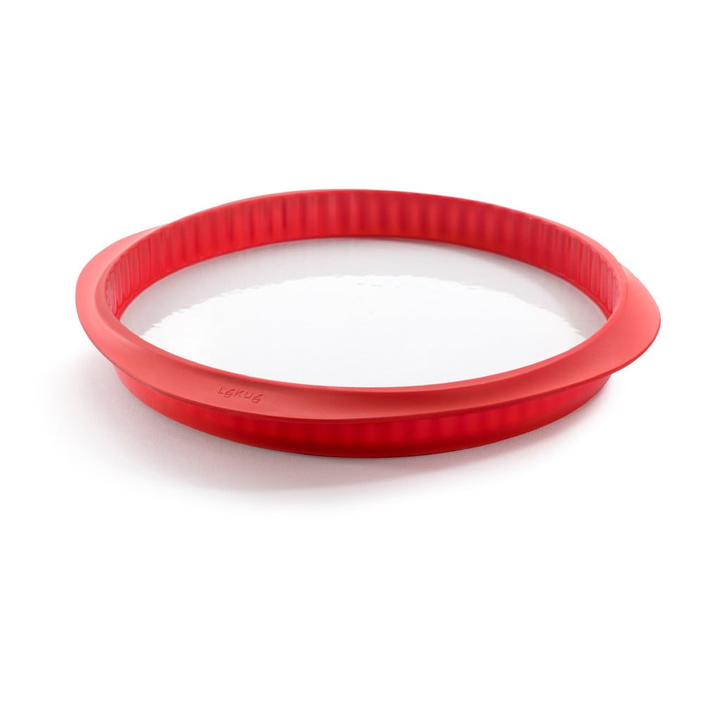 E-shop Červená silikónová forma s keramickým tanierom na quiche Lékué Quiche, ⌀ 28 cm