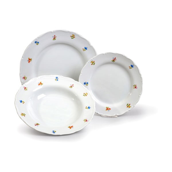 Súprava 18 porcelánových tanierov Thun Ophelia