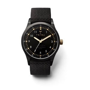 Unisex hodinky s čiernym koženým remienkom Triwa Midnight Lansen