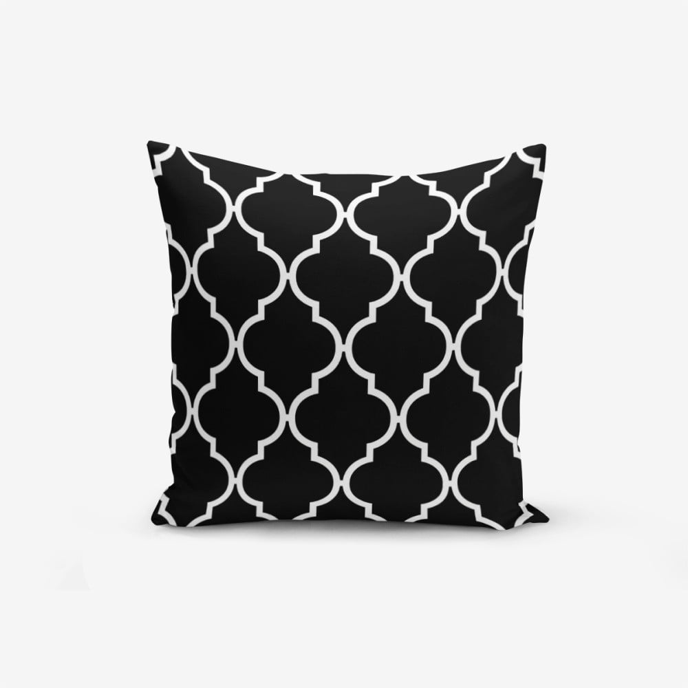 E-shop Čierno-biela obliečka na vankúš s bavlnou Minimalist Cushion Covers Black Background Ogea, 45 × 45 cm