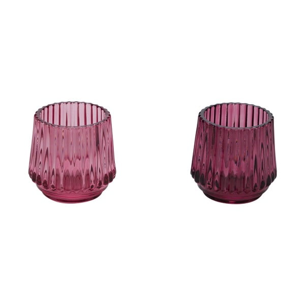 Súprava 2 ružových sklenených svietnikov na čajovú sviečku Ego Dekor, ø 7 cm