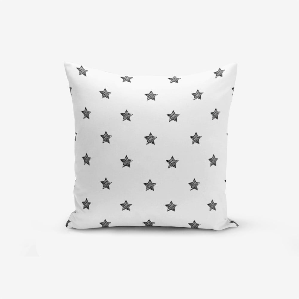 E-shop Čierno-biela obliečka na vankúš s prímesou bavlny Minimalist Cushion Covers White Background Star, 45 × 45 cm