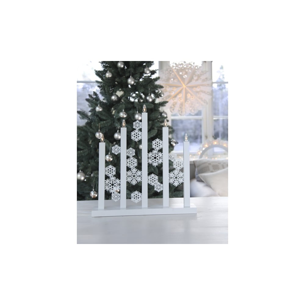 E-shop Biely LED svietnik Star Trading Snowfall, výška 46 cm