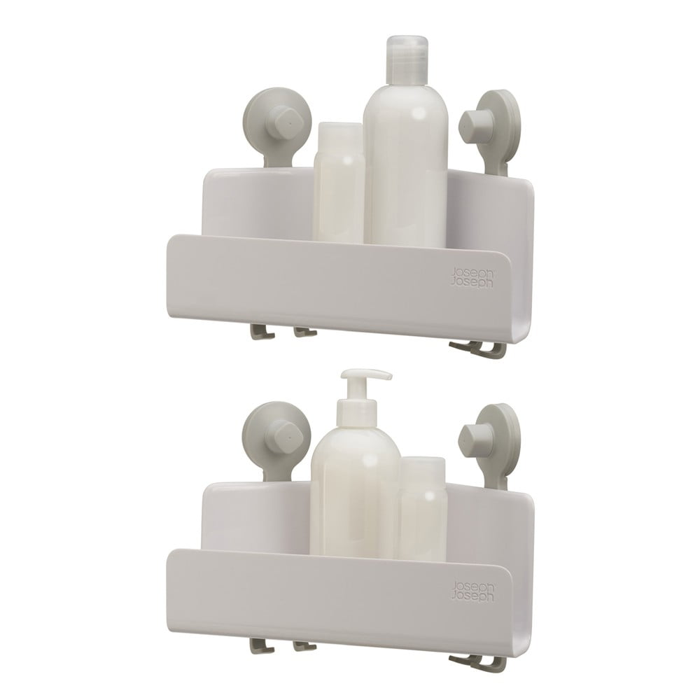 E-shop Biele rohové samodržiace plastové kúpeľňové poličky v súprave 2 ks EasyStore - Joseph Joseph
