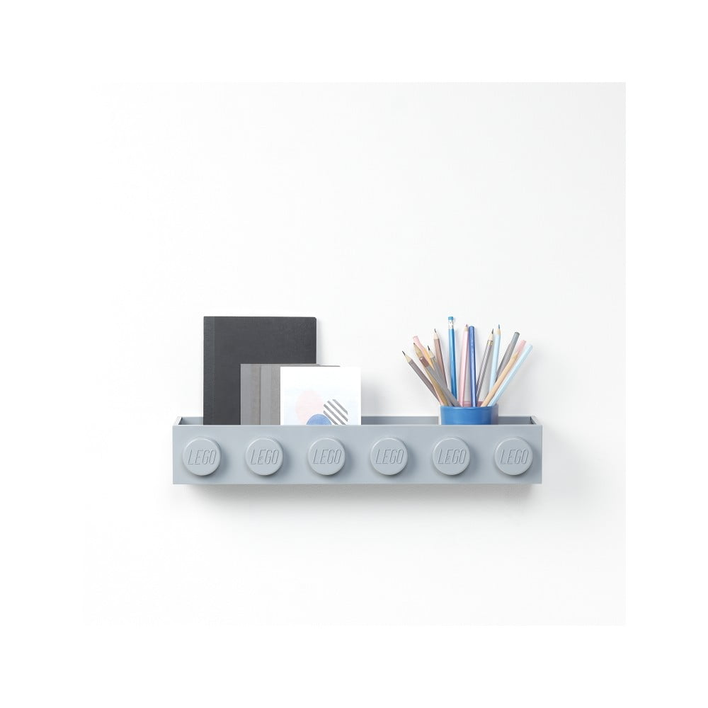 E-shop Detská  sivá nástenná polička LEGO® Sleek