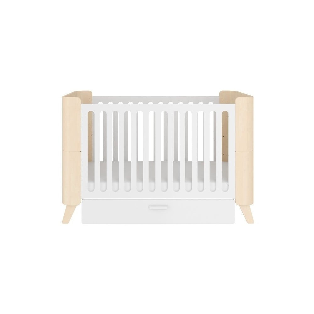 E-shop Biela variabilná detská postieľka so zásuvkou BELLAMY Hoppa, 70 x 140 cm