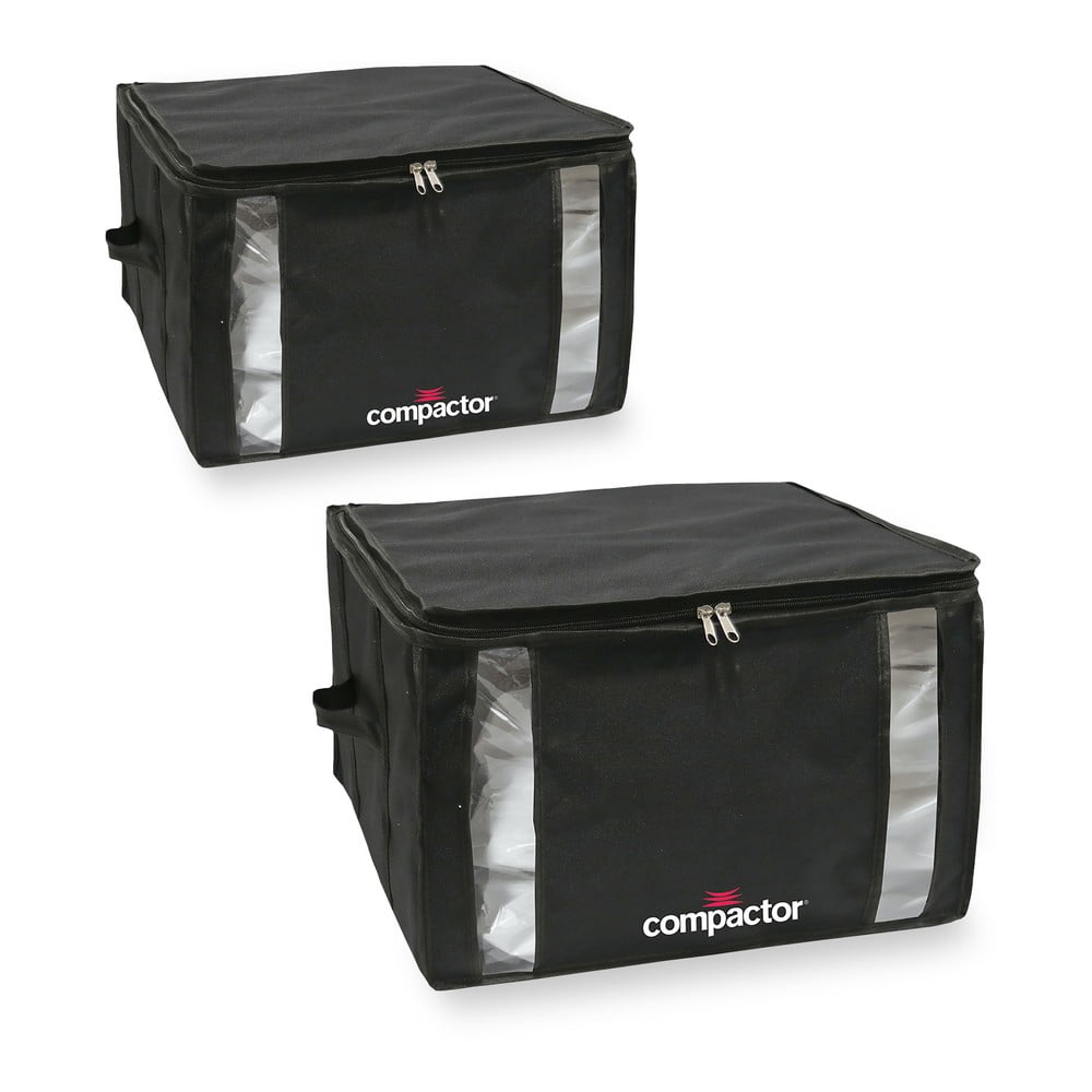 E-shop Súprava 2 čiernych úložných boxov s vakuovým obalom Compactor Black Edition Medium, 40 x 25 cm